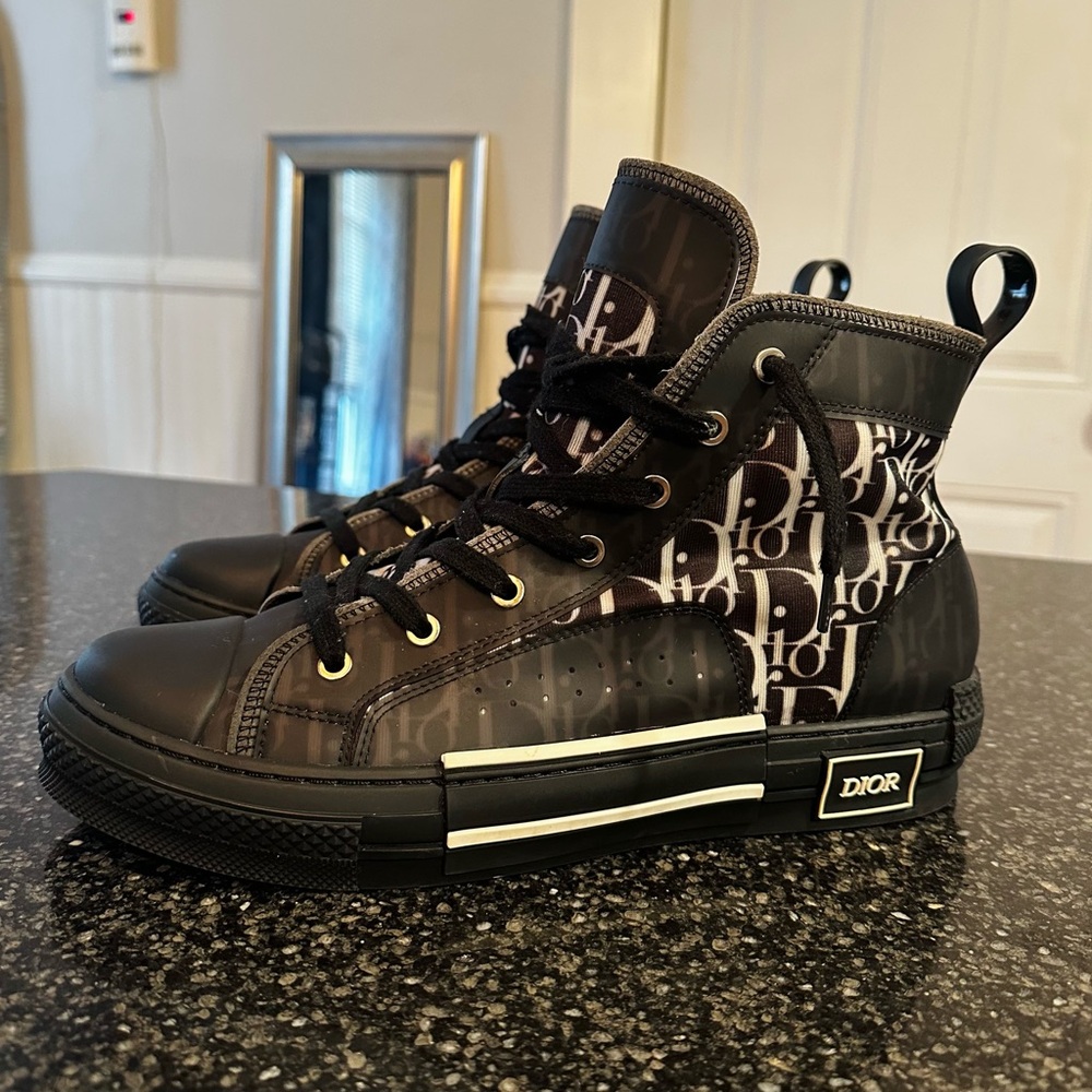 Dior Monogram Black High-Top Sneakers